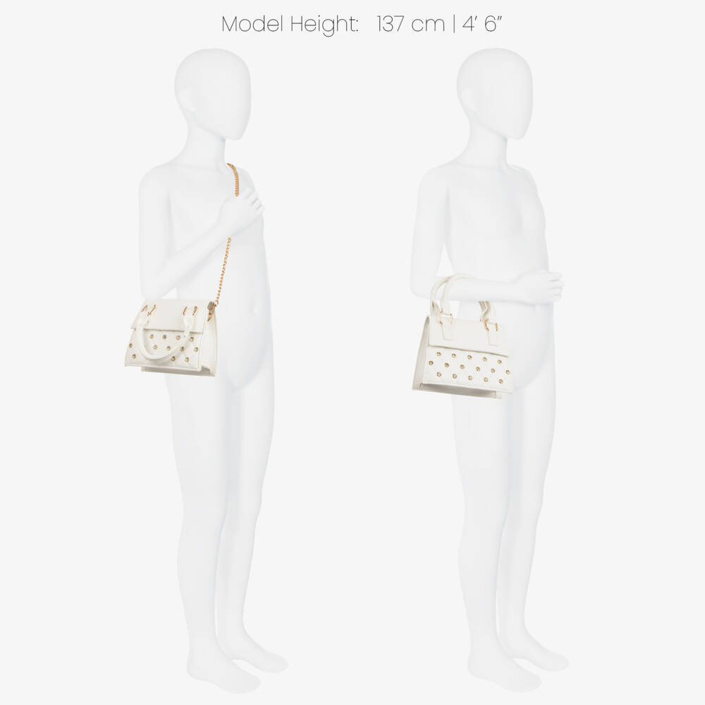 iDO-Girls White Handbag with Gold Rhinestones (19cm) | Childrensalon