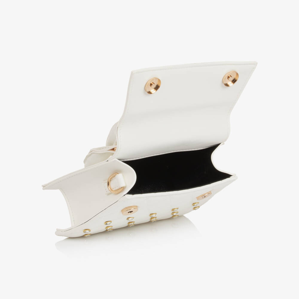 iDO-Girls White Handbag with Gold Rhinestones (19cm) | Childrensalon