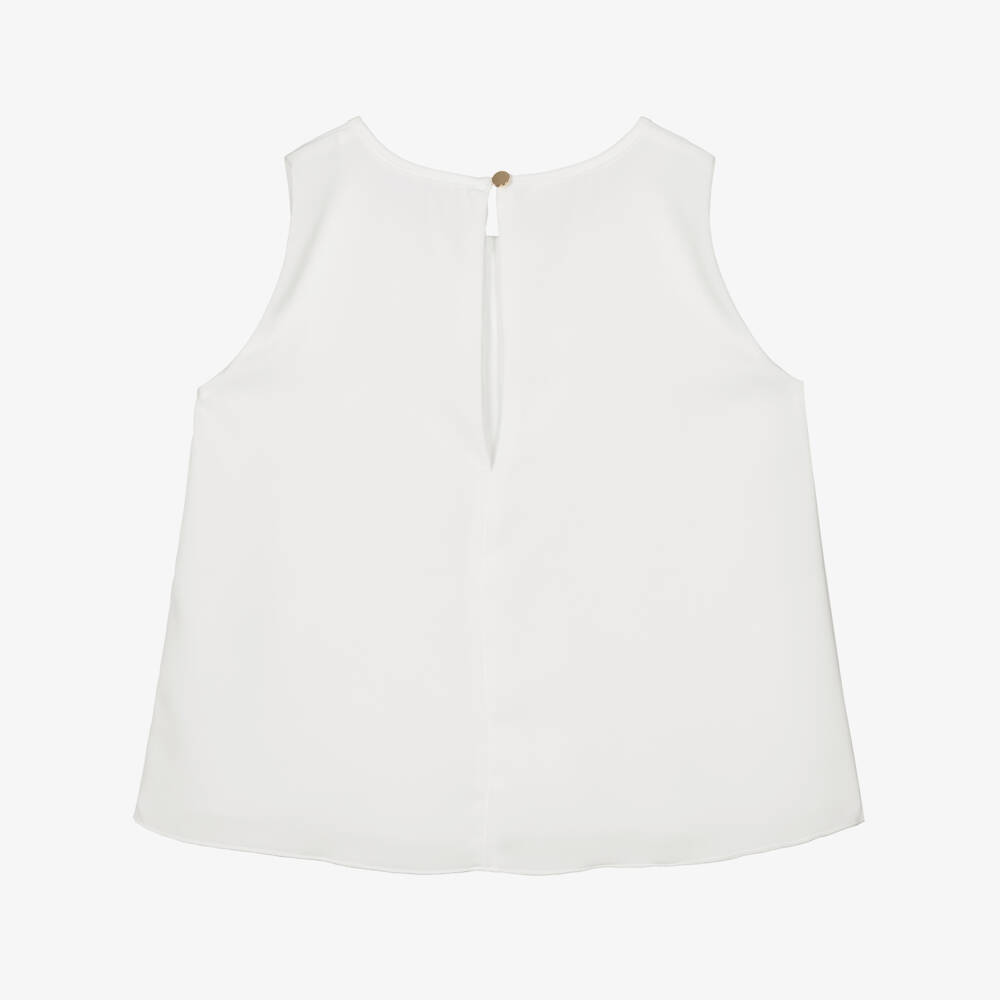 iDO-Блузка белая плиссе без рукавов для девочек | Childrensalon