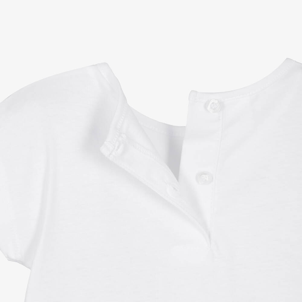 iDO-Girls White & Purple Cotton Shorts Set with Diamantés | Childrensalon