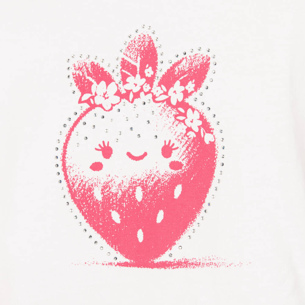 iDO-Girls White T-Shirt & Pink Cotton Shorts Set | Childrensalon