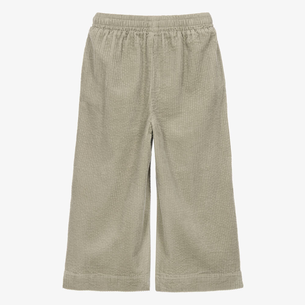 iDO-Girls Wide-Leg Trousers in Green Corduroy | Childrensalon