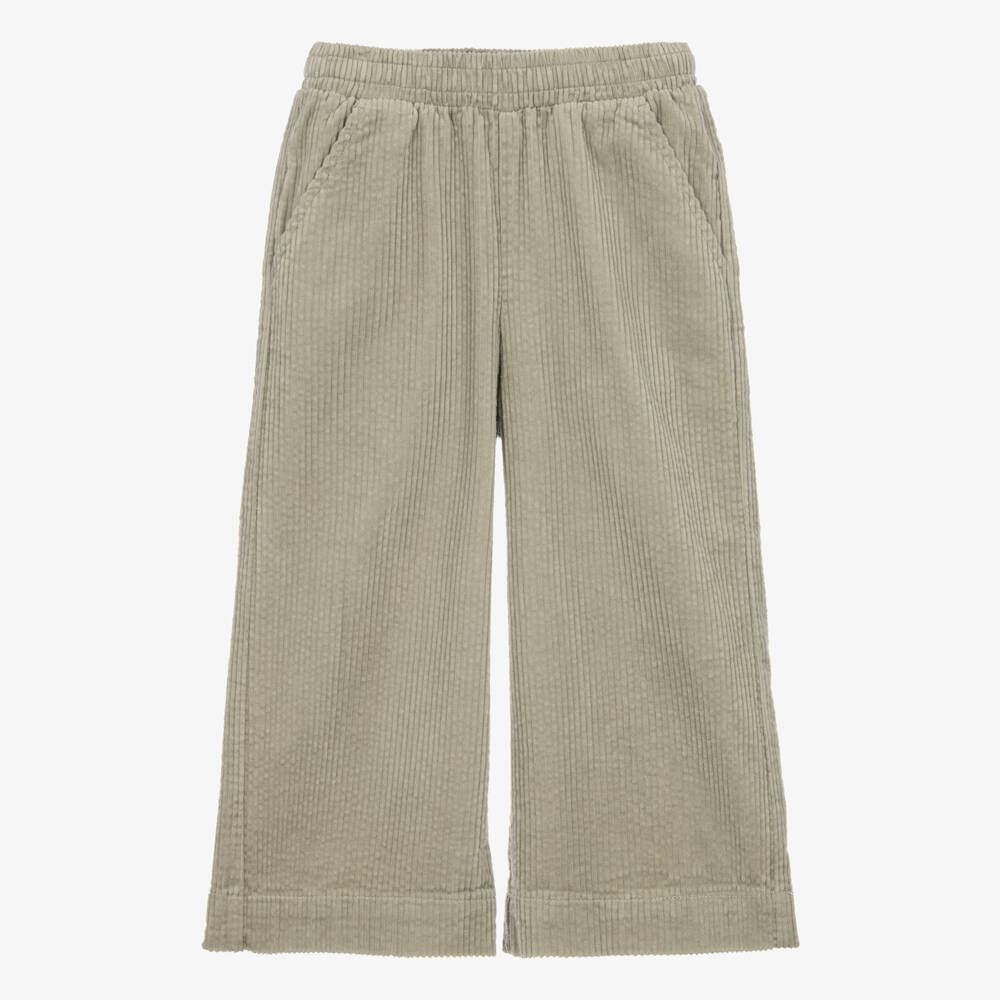 iDO-Girls Wide-Leg Trousers in Green Corduroy | Childrensalon