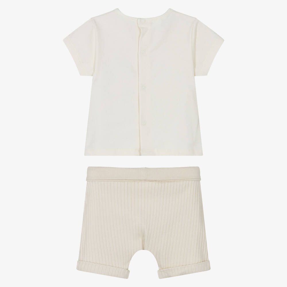 iDO Mini-طقم شورت قطن لون عاجي وبيج للأولاد الرضع | Childrensalon