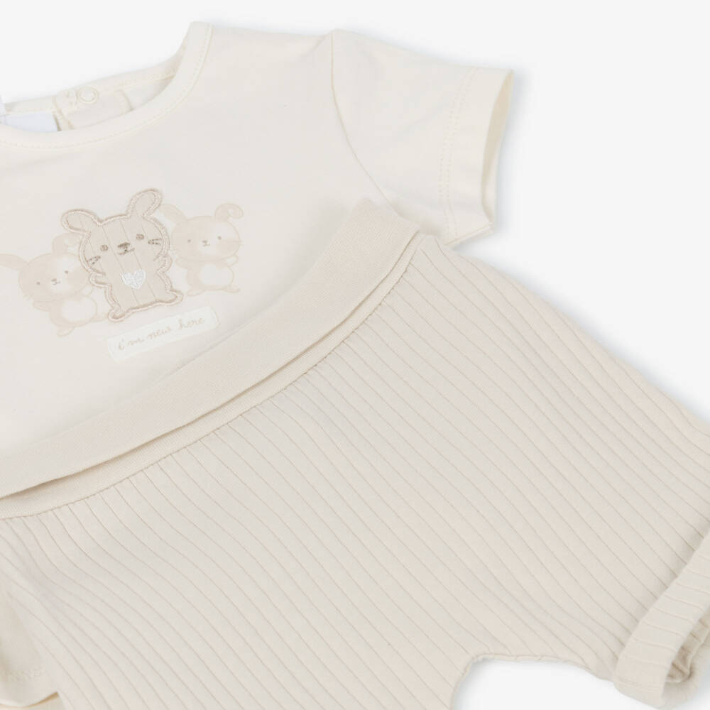 iDO Mini-طقم شورت قطن لون عاجي وبيج للأولاد الرضع | Childrensalon