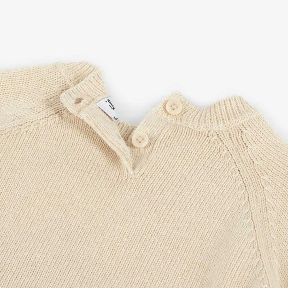Il Gufo-Baby Boys Beige Organic Cotton Sweater | Childrensalon