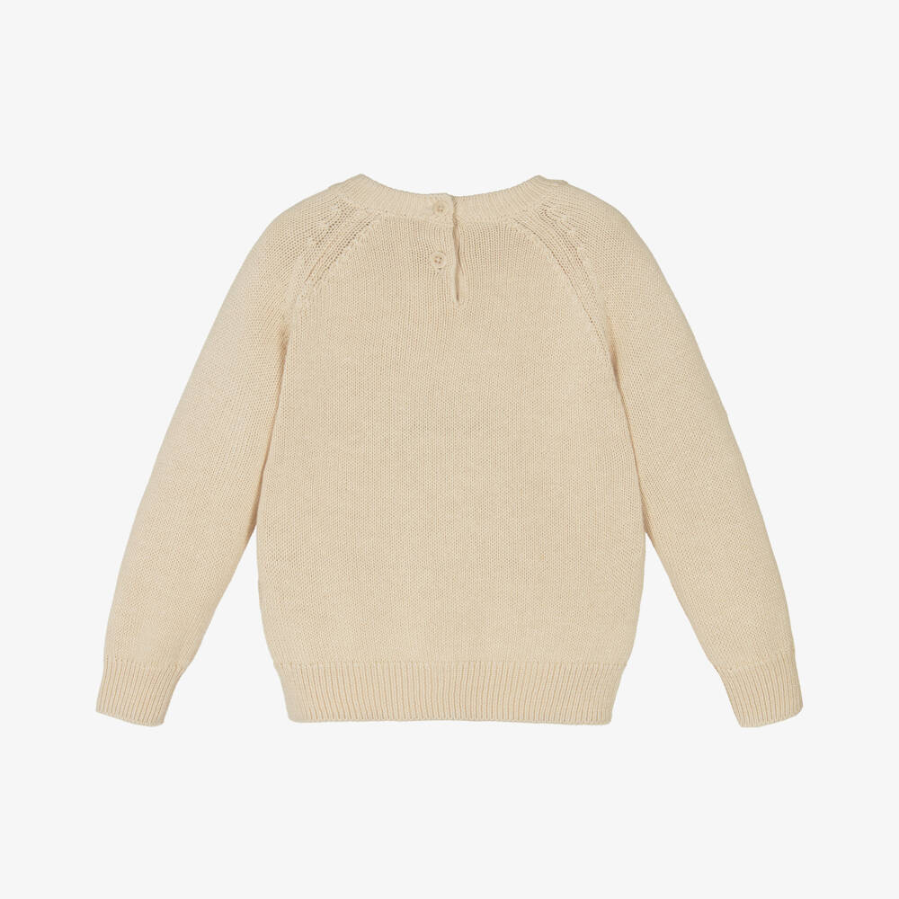Il Gufo-Baby Boys Beige Organic Cotton Sweater | Childrensalon