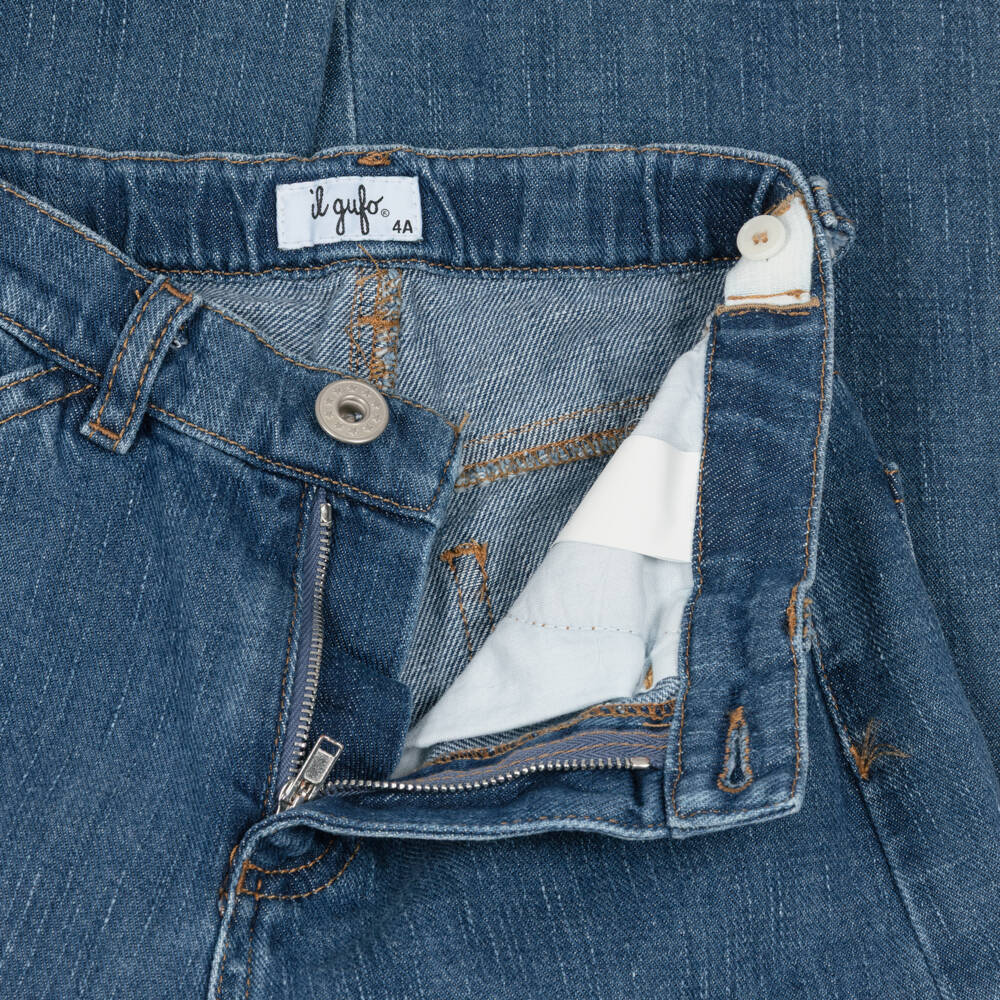 Il Gufo-Blue Barrel Leg Jeans | Childrensalon