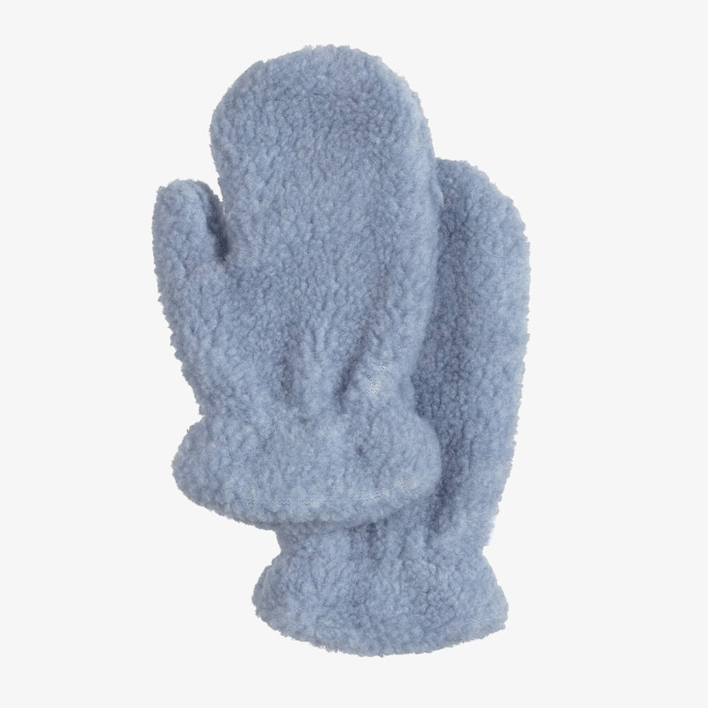 Il Gufo-Blue Sherpa Fleece Mittens | Childrensalon