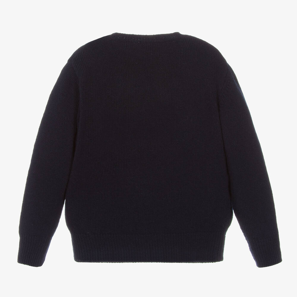 Il Gufo-بلوفر بطبعة رجل الثلج صوف لون كحلي | Childrensalon