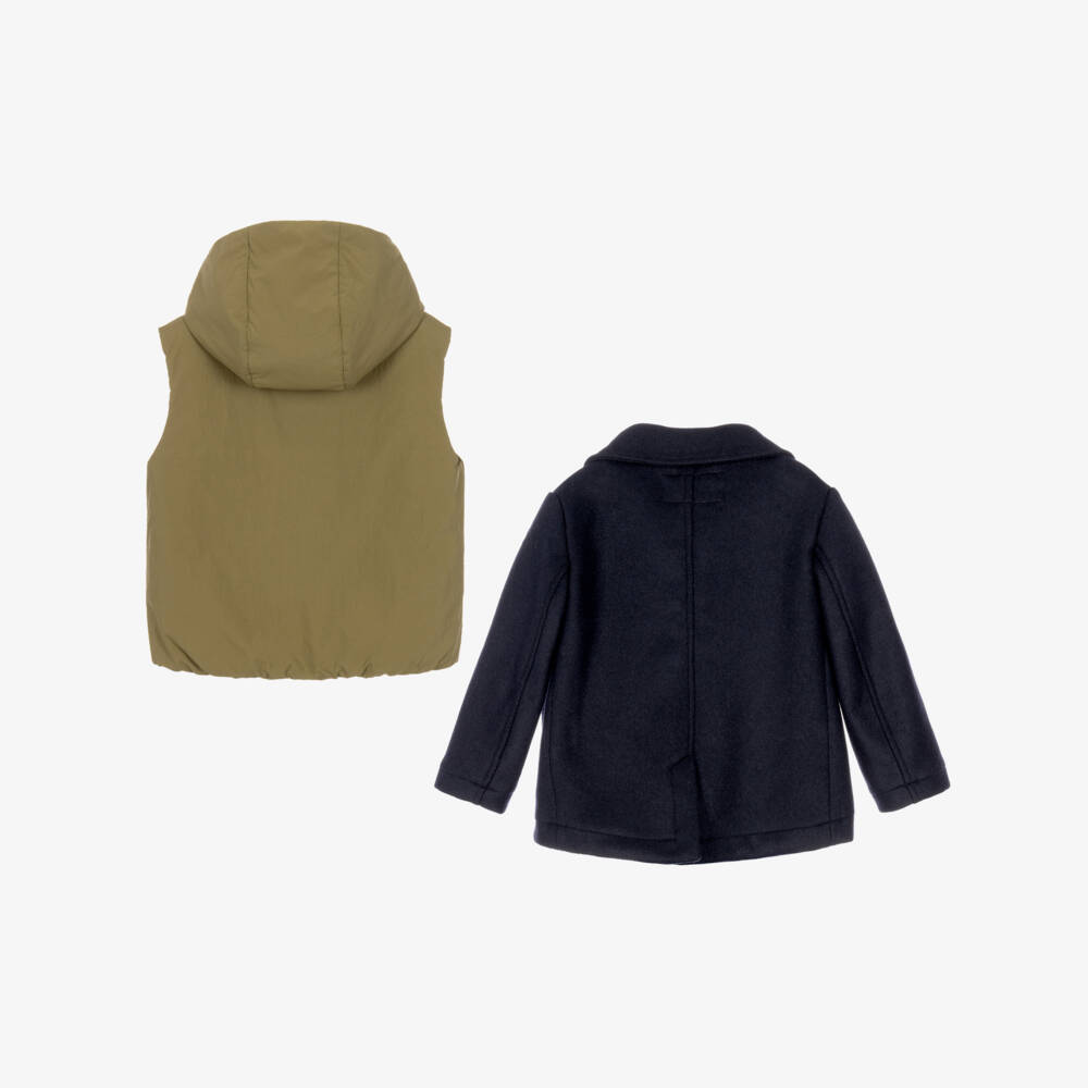 Il Gufo-Boys 2-in-1 Navy Blue Peacoat & Gilet | Childrensalon