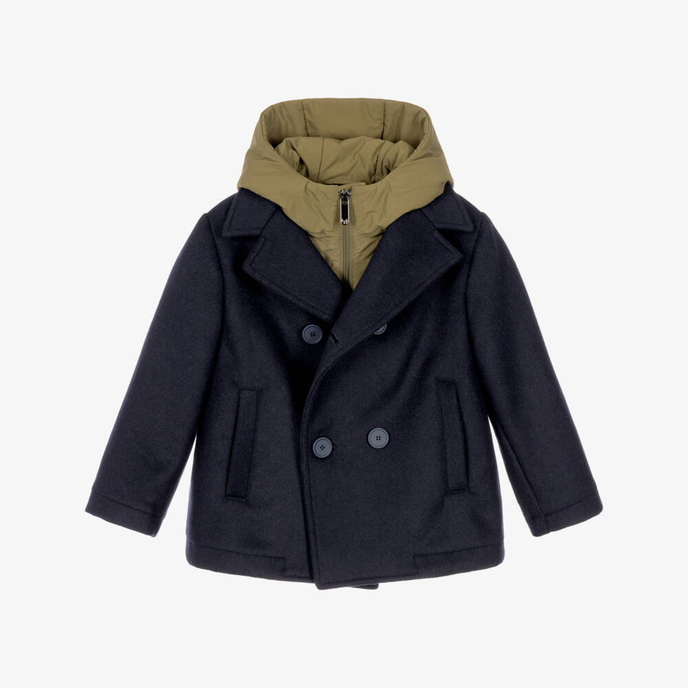 Il Gufo-Boys 2-in-1 Navy Blue Peacoat & Gilet  | Childrensalon