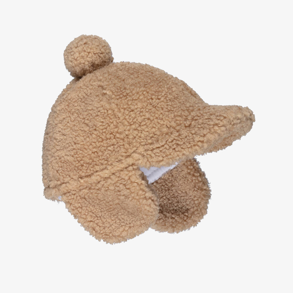Il Gufo-Boys Beige Fleece Pom-Pom Hat | Childrensalon