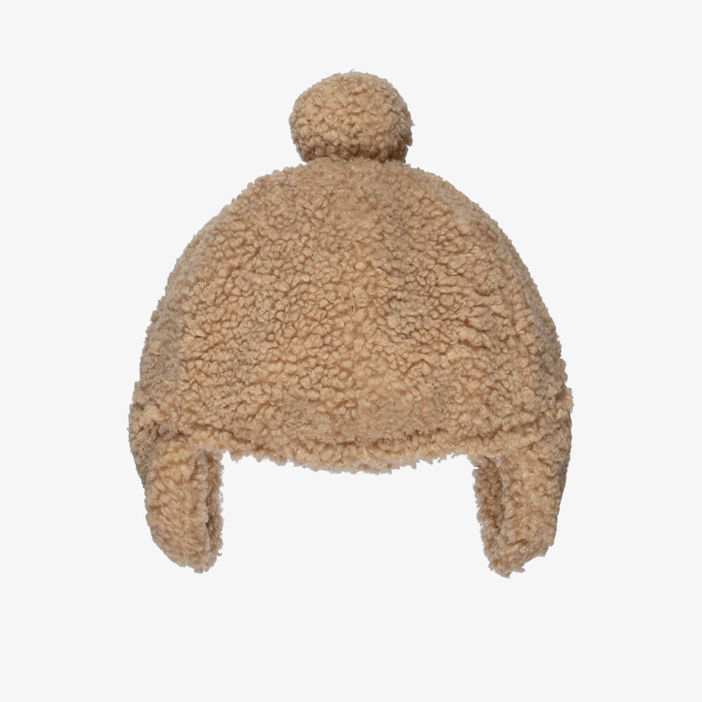 Il Gufo-Boys Beige Fleece Pom-Pom Hat | Childrensalon