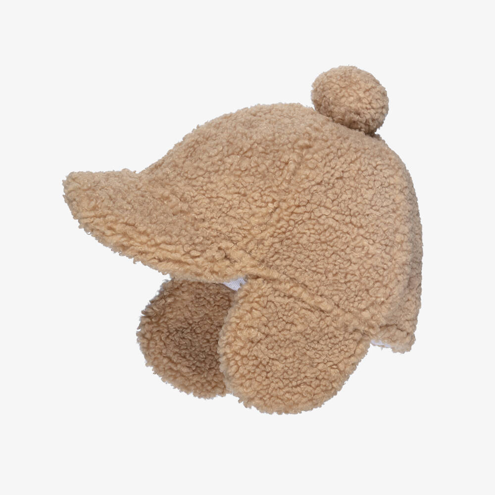 Il Gufo-Boys Beige Fleece Pom-Pom Hat | Childrensalon