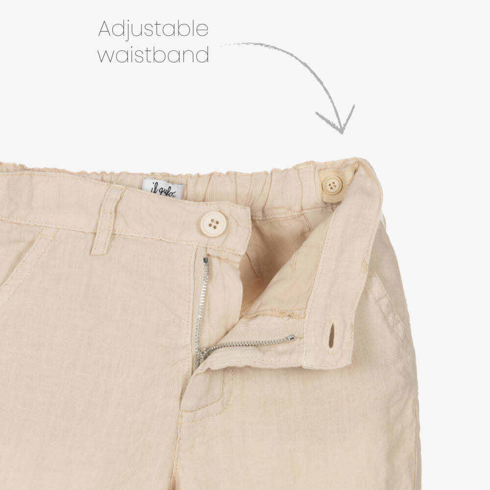 Il Gufo-Boys Beige Linen Bermuda Shorts | Childrensalon