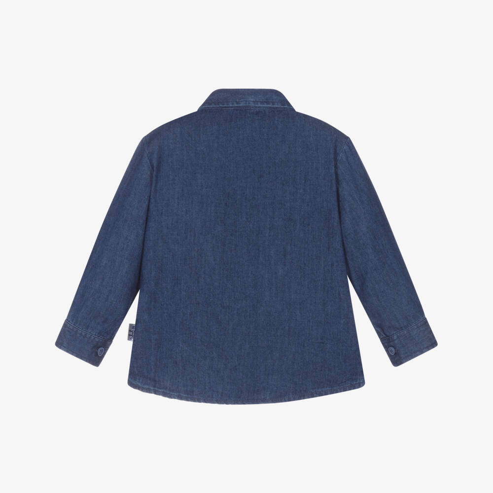 Il Gufo-Boys Blue Cotton Chambray Long-Sleeved Shirt | Childrensalon