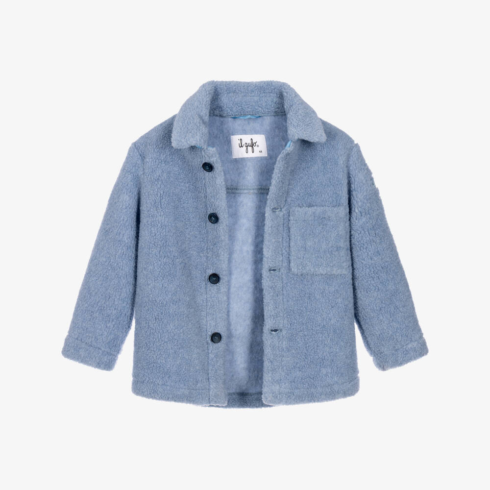Il Gufo-Boys Blue Teddy Fleece Shacket | Childrensalon