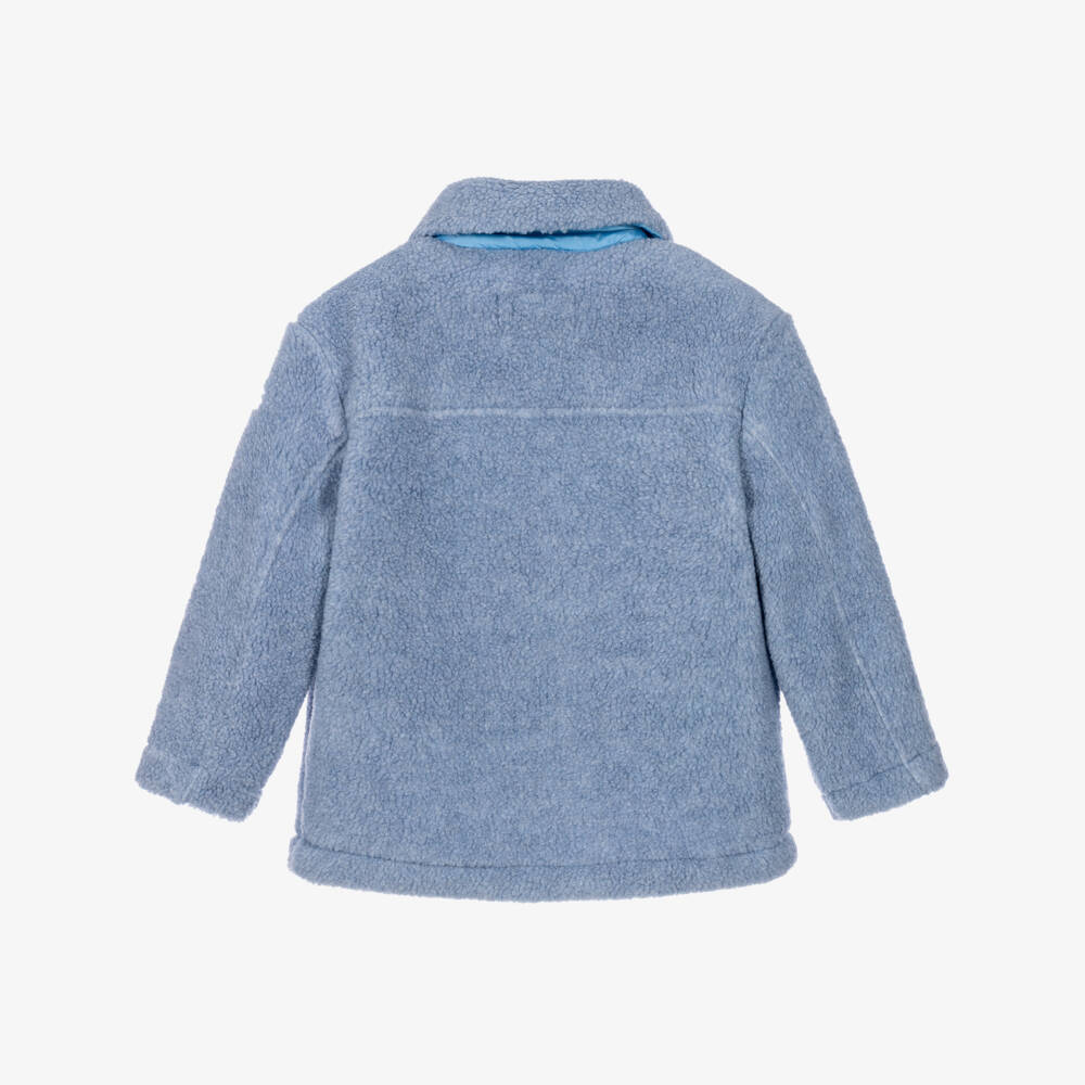 Il Gufo-Boys Blue Teddy Fleece Shacket | Childrensalon