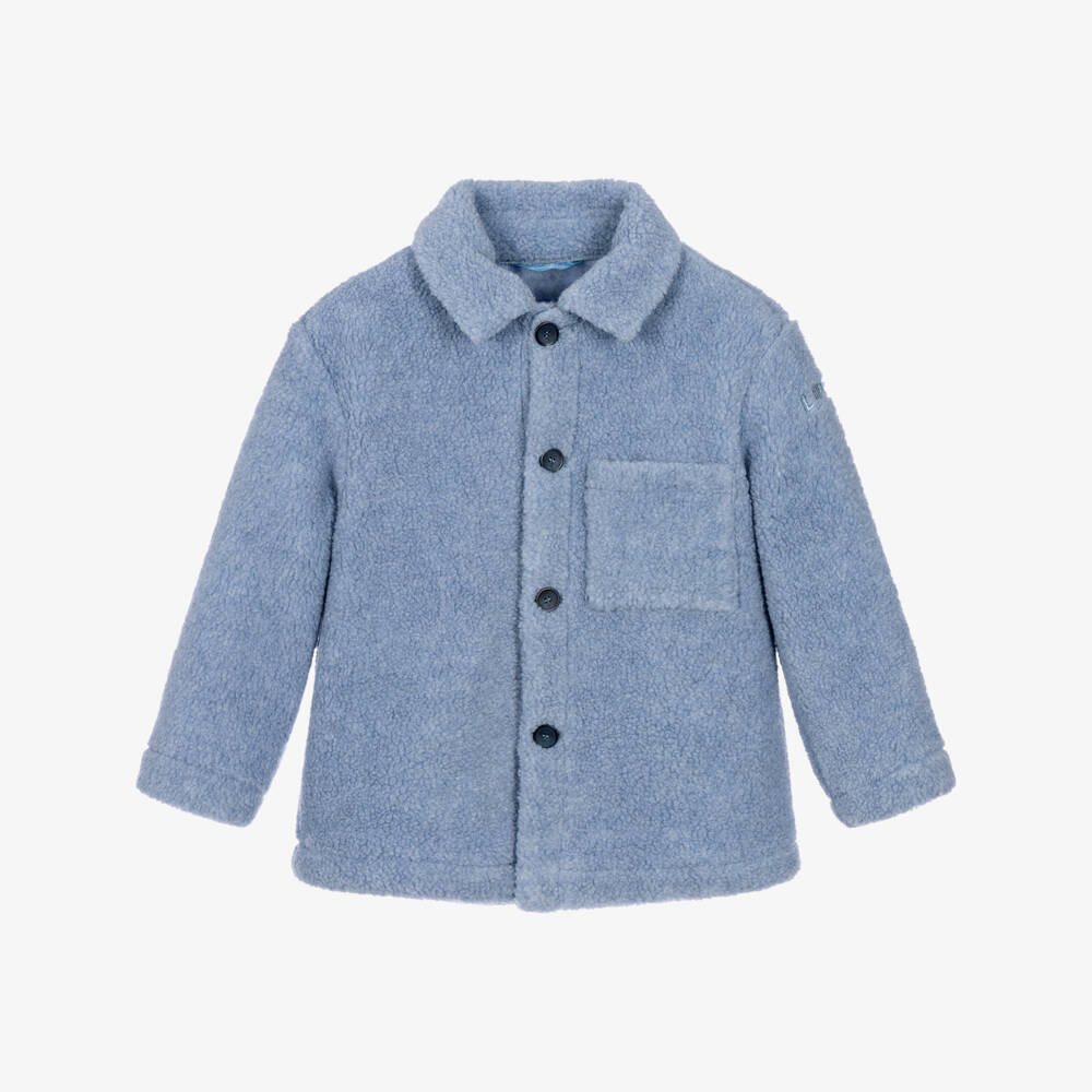 Il Gufo-Boys Blue Teddy Fleece Shacket | Childrensalon
