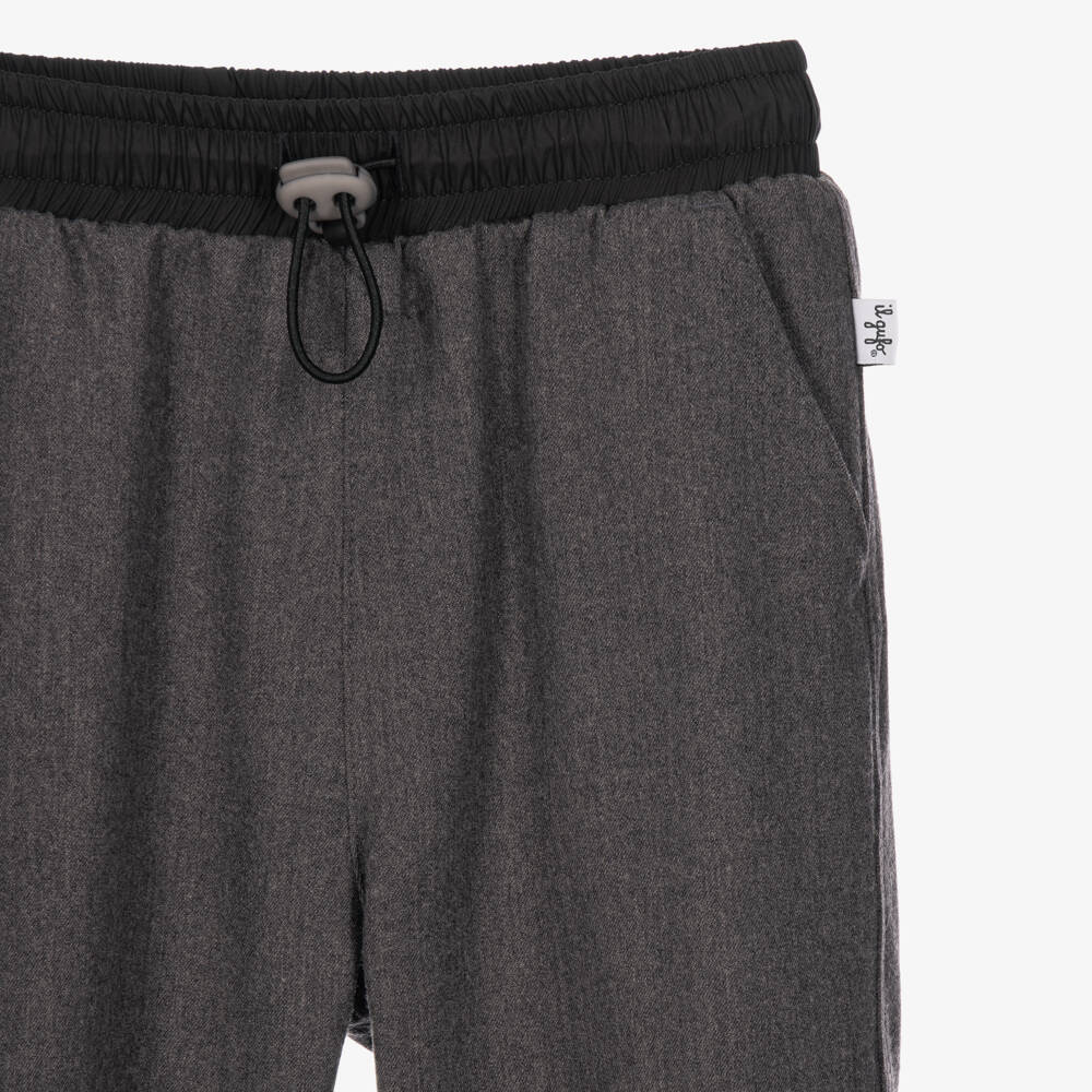Il Gufo-Boys Charcoal Grey Twill Joggers | Childrensalon