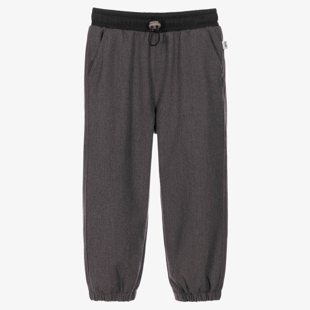 Il Gufo-Boys Charcoal Grey Twill Joggers | Childrensalon