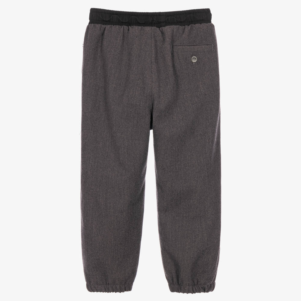 Il Gufo-Boys Charcoal Grey Twill Joggers | Childrensalon