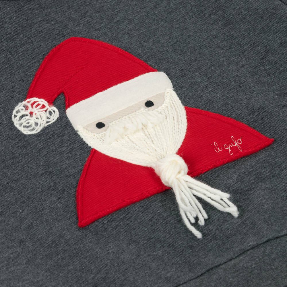 Il Gufo-Boys Dark Grey Cotton Father Christmas Sweatshirt | Childrensalon