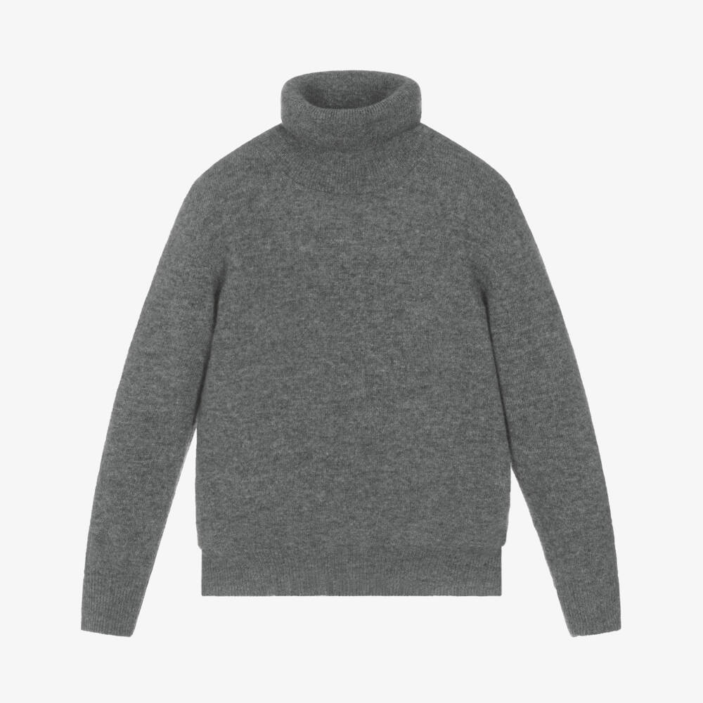 Il Gufo-Boys Dark Grey Wool Roll Neck Sweater | Childrensalon