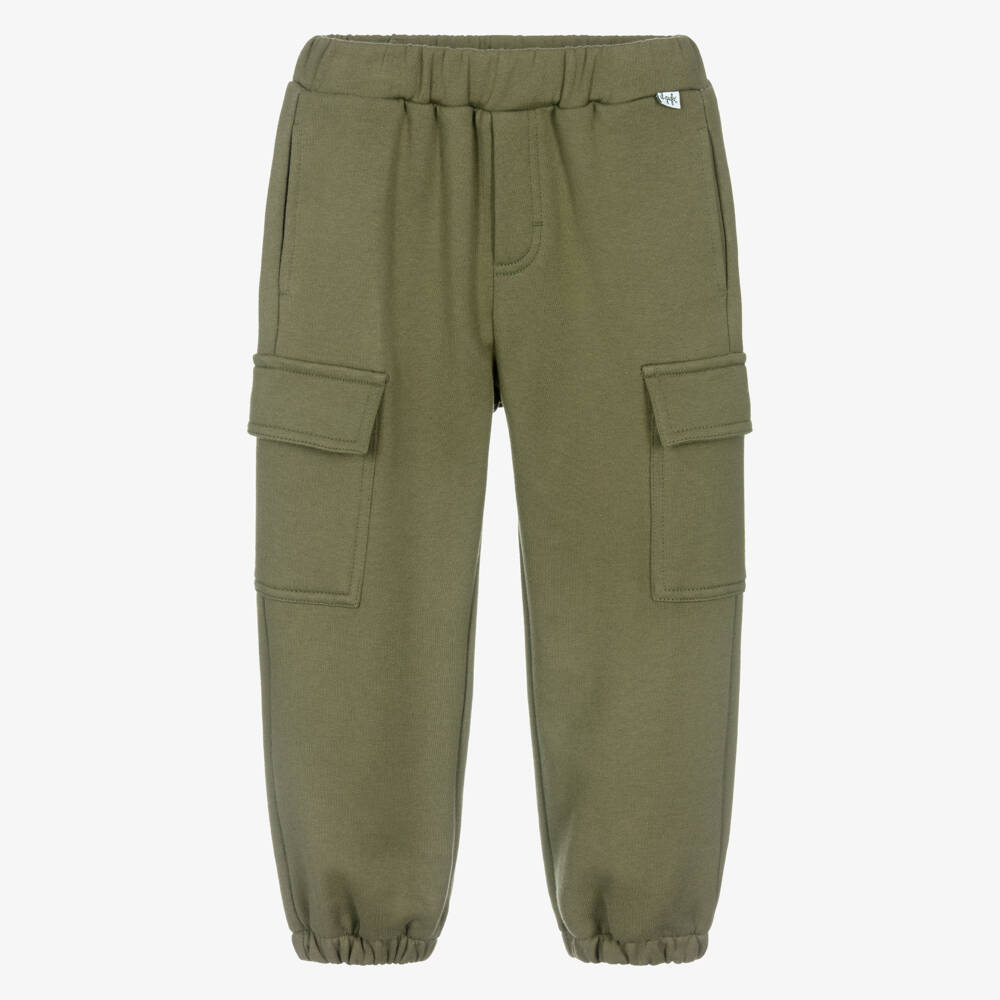 Il Gufo-Boys Green Cotton Jersey Cargo Joggers | Childrensalon