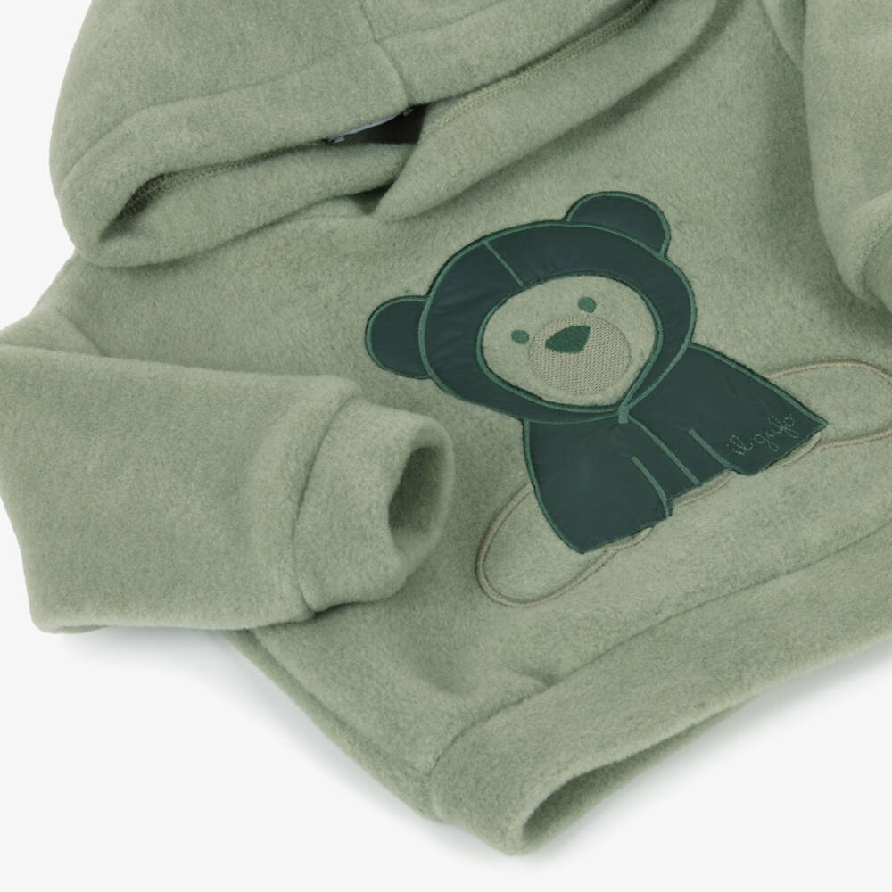 Il Gufo-Boys Green Fleece Bear Tracksuit | Childrensalon