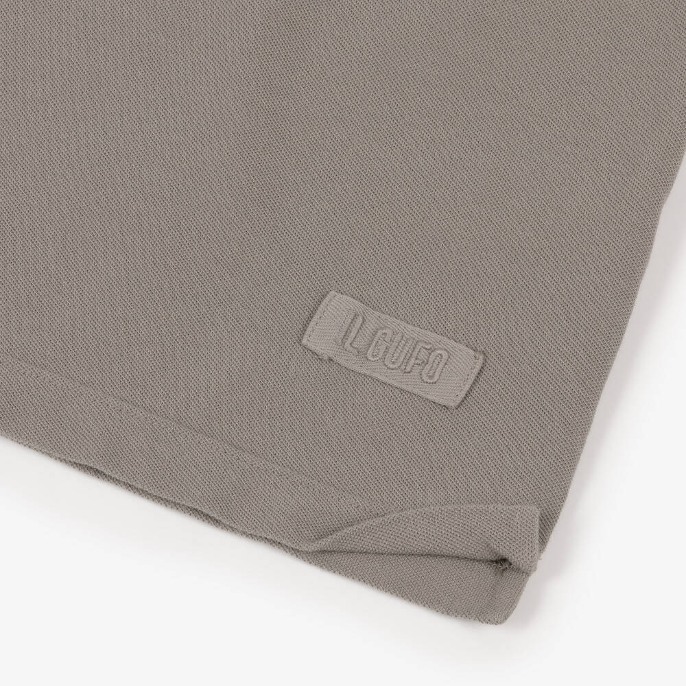 Il Gufo-Boys Grey Cotton Piqué Long-Sleeved Polo Shirt | Childrensalon