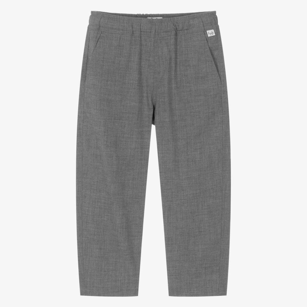 Il Gufo-Boys Grey Drawstring Trousers | Childrensalon