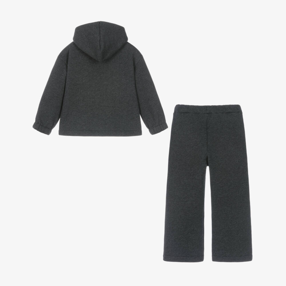 Il Gufo-Boys Grey Hooded Cotton Tracksuit | Childrensalon
