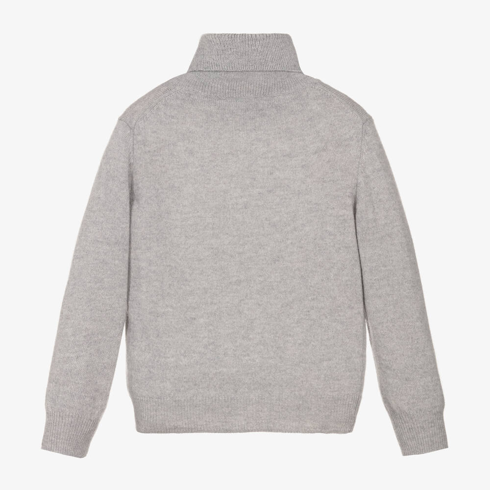Il Gufo-Boys Grey Wool Roll Neck Sweater | Childrensalon