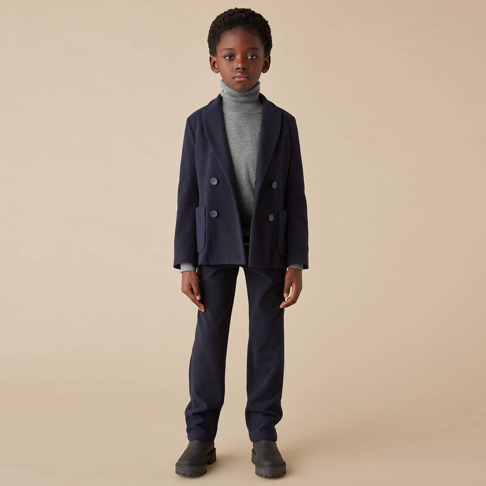 Il Gufo-Boys Grey Wool Roll Neck Sweater | Childrensalon