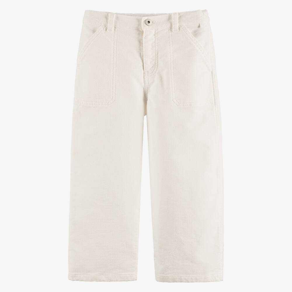 Il Gufo-Boys Ivory Cotton Relaxed Fit Trousers | Childrensalon