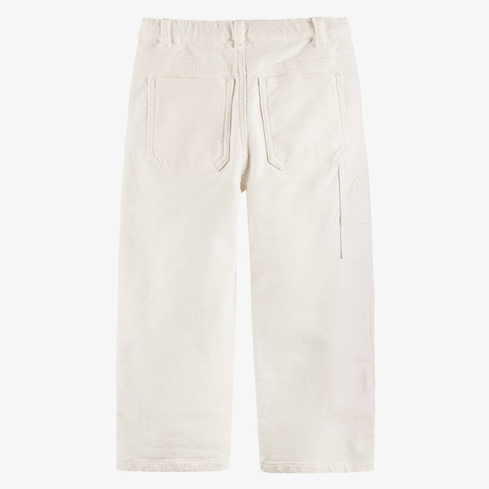 Il Gufo-Boys Ivory Cotton Relaxed Fit Trousers | Childrensalon