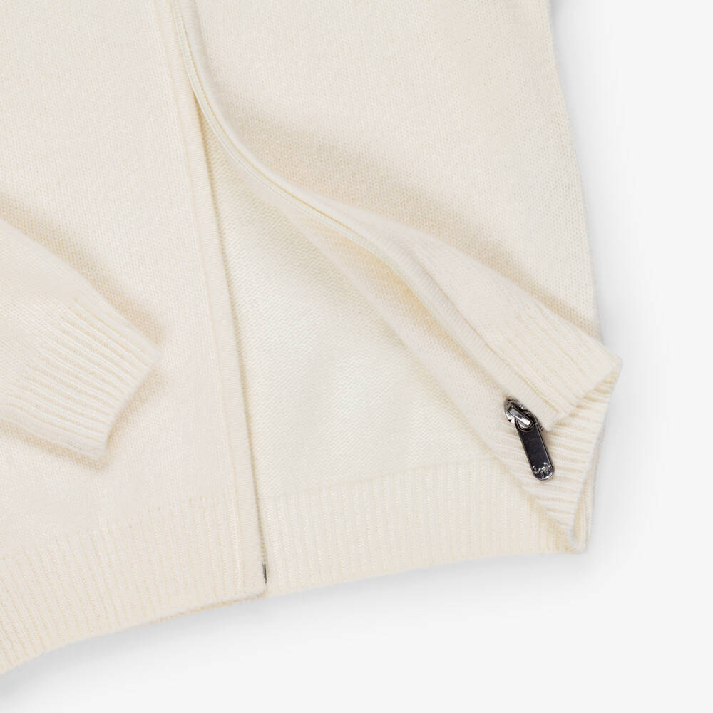 Il Gufo-Boys Ivory Knitted Wool Zip-Up Top | Childrensalon