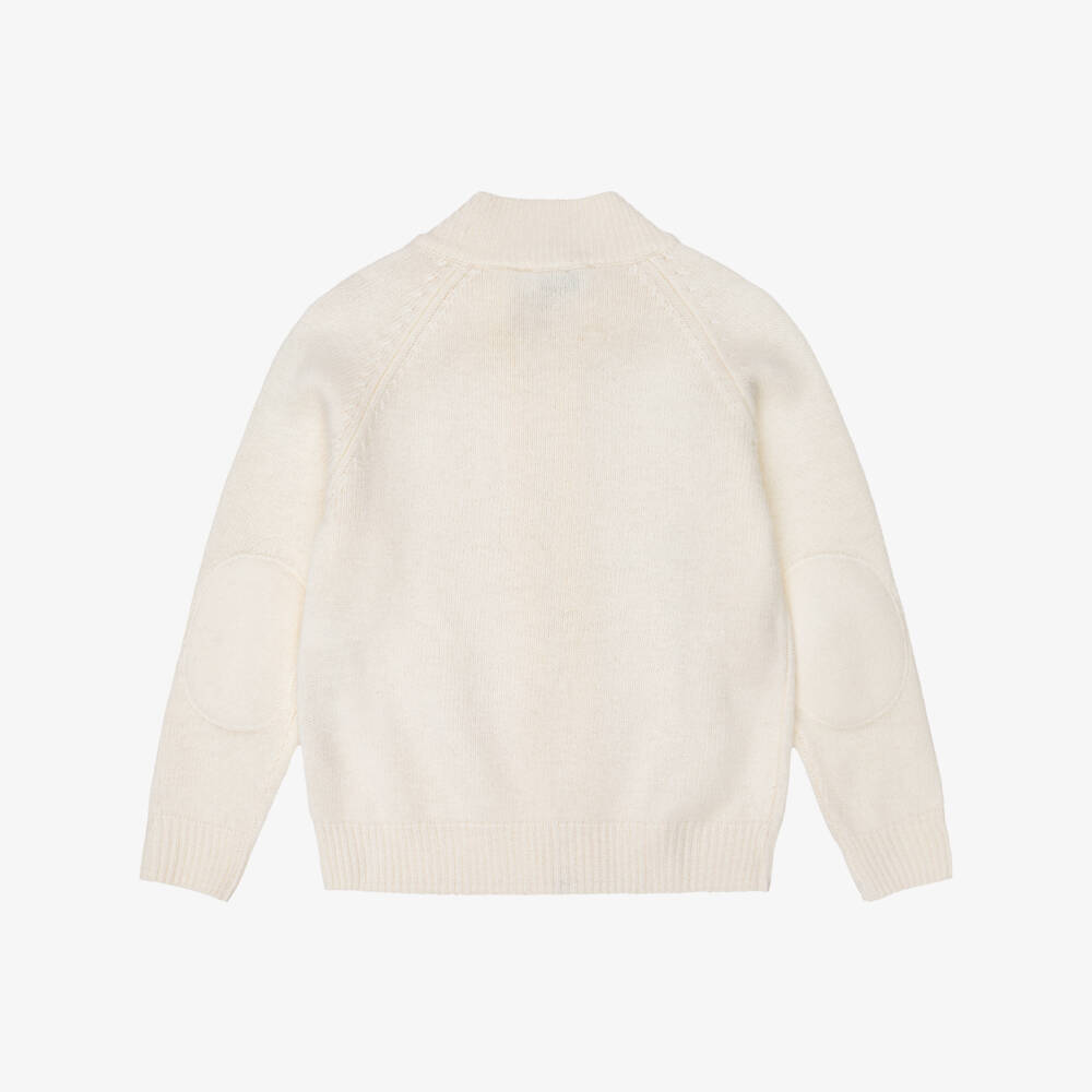 Il Gufo-Boys Ivory Knitted Wool Zip-Up Top | Childrensalon