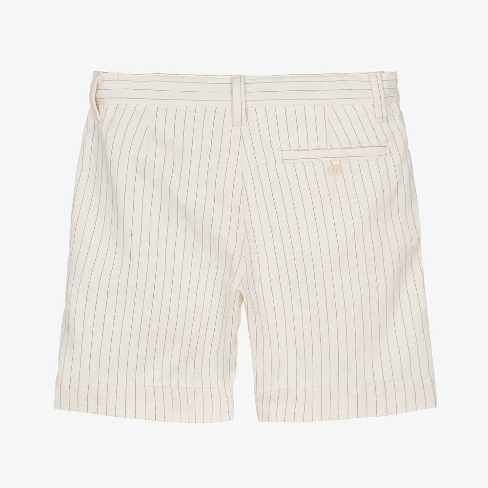 Il Gufo-Boys Ivory Pinstripe Cotton Shorts | Childrensalon