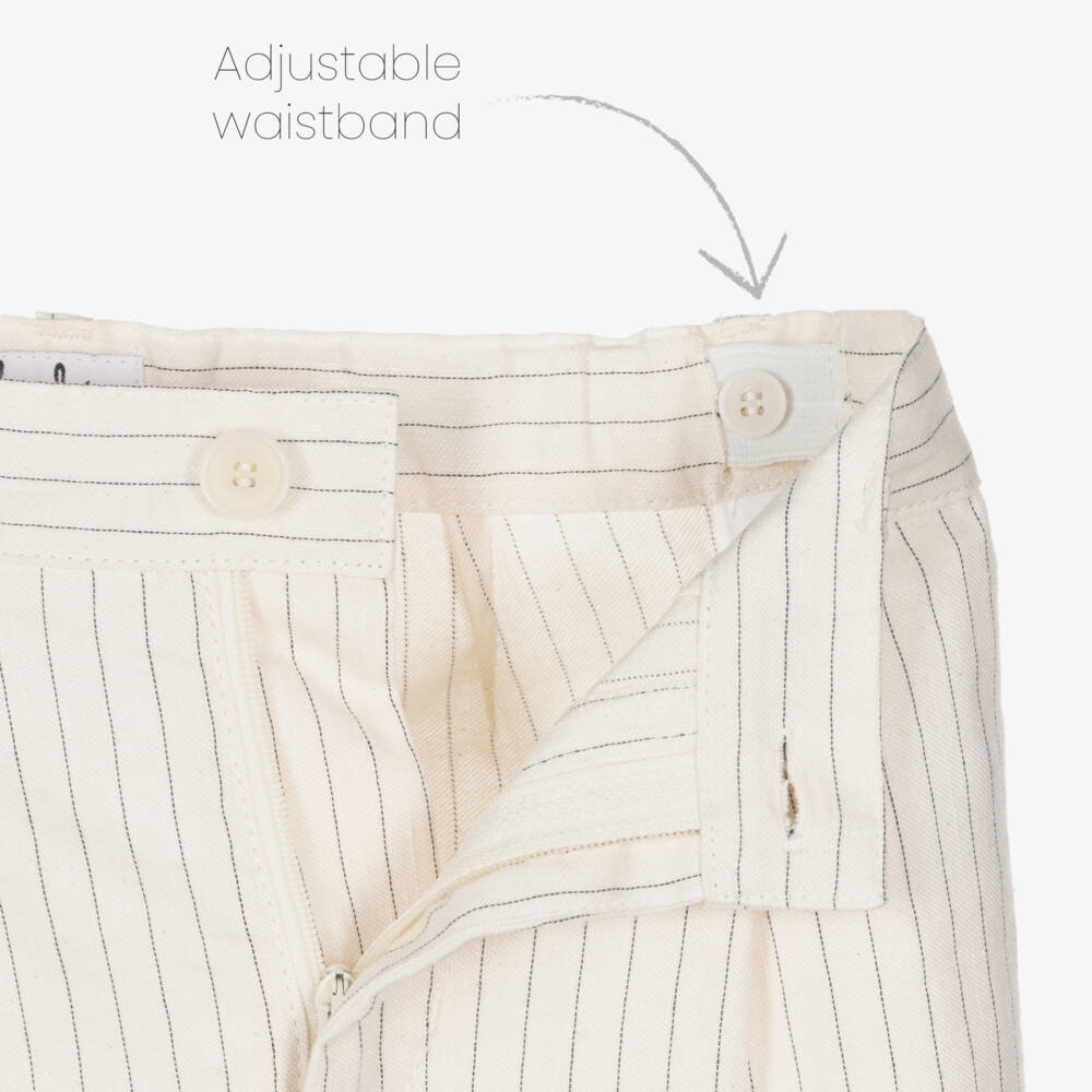 Il Gufo-Boys Ivory Pinstripe Cotton Shorts | Childrensalon