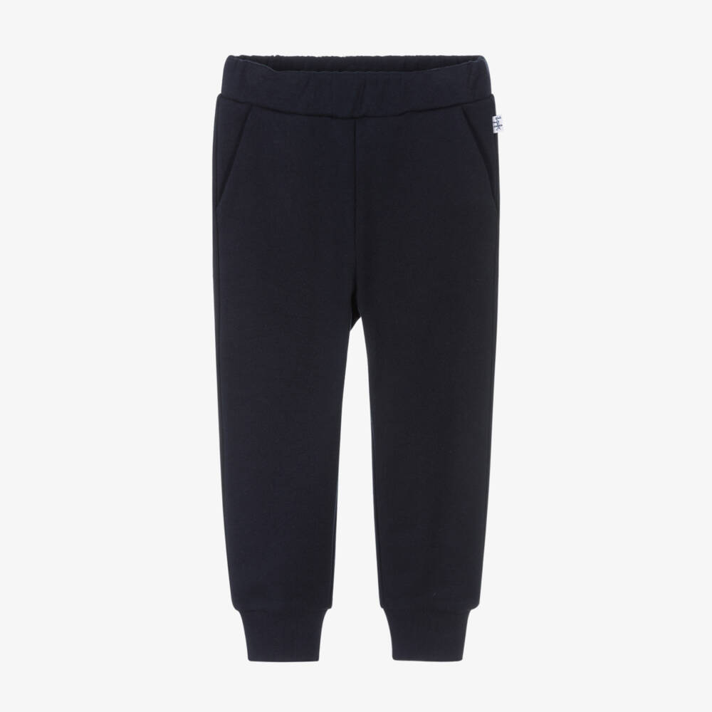 Il Gufo-Boys Navy Blue Cotton Jersey Joggers | Childrensalon