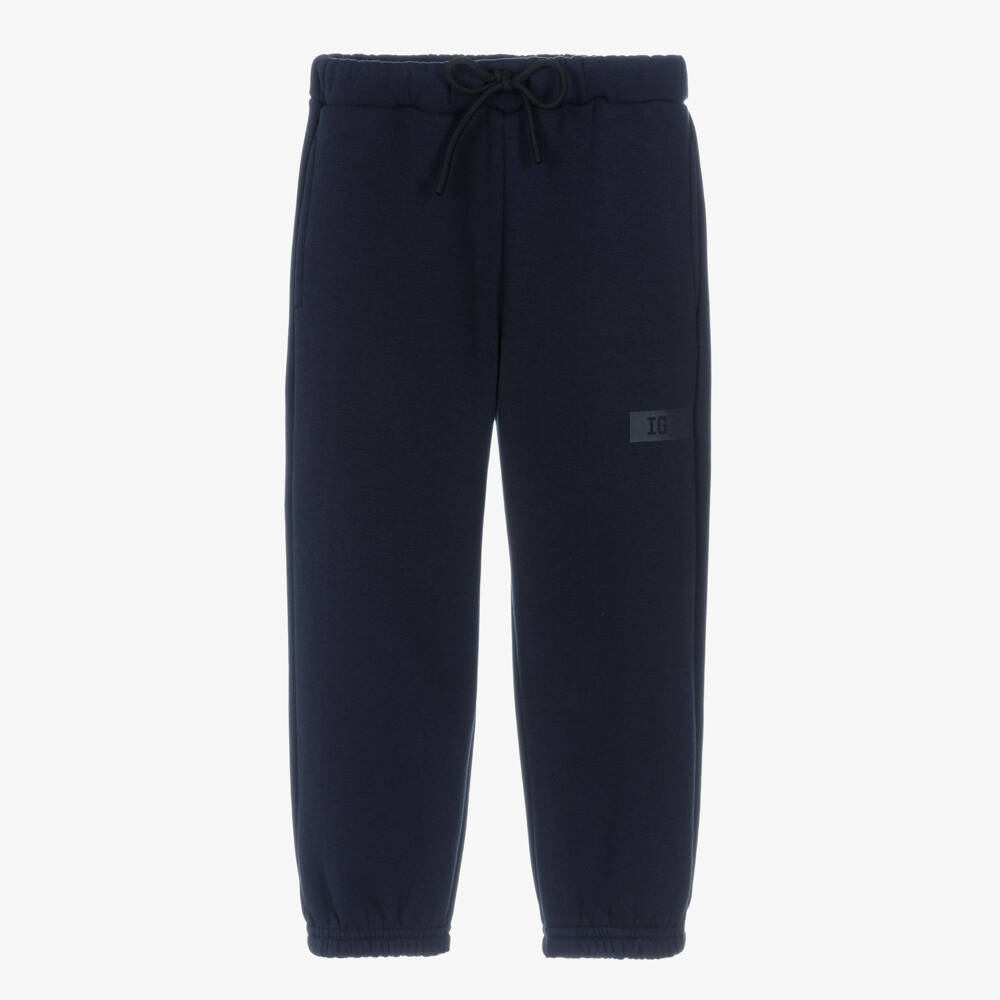 Il Gufo-Boys Navy Blue Cotton Joggers | Childrensalon