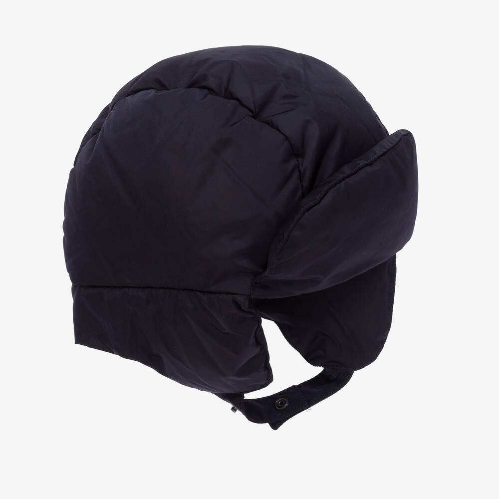 Il Gufo-Boys Navy Blue Down Padded Trapper Hat | Childrensalon