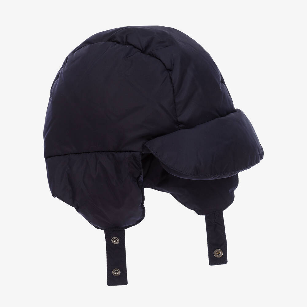 Il Gufo-Boys Navy Blue Down Padded Trapper Hat | Childrensalon