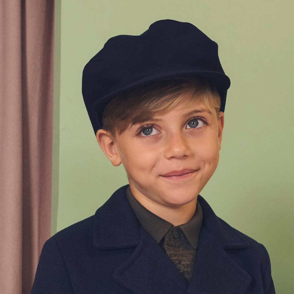 Il Gufo-Boys Navy Blue Flat Cap | Childrensalon