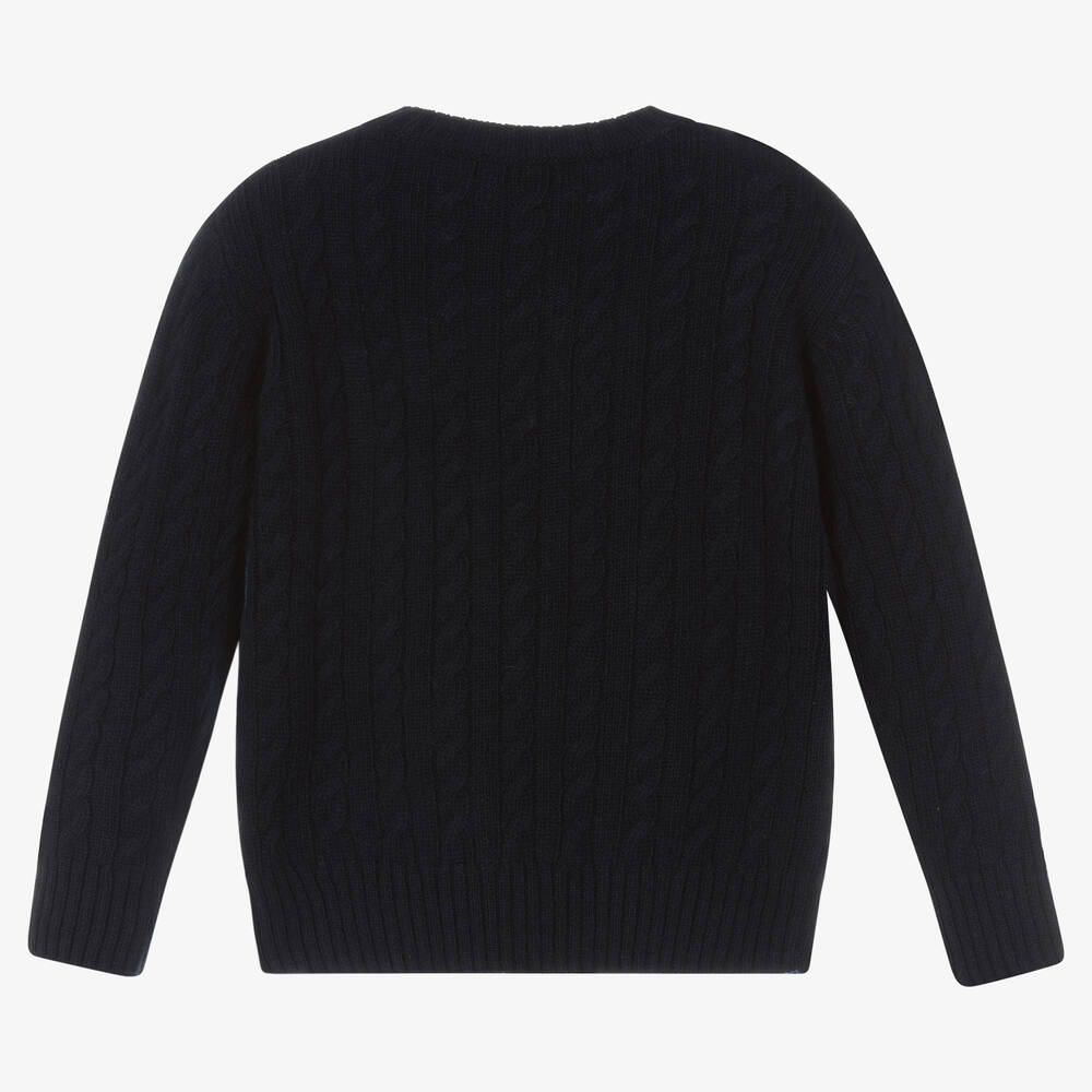 Il Gufo-Boys Navy Blue Merino Wool Sweater | Childrensalon