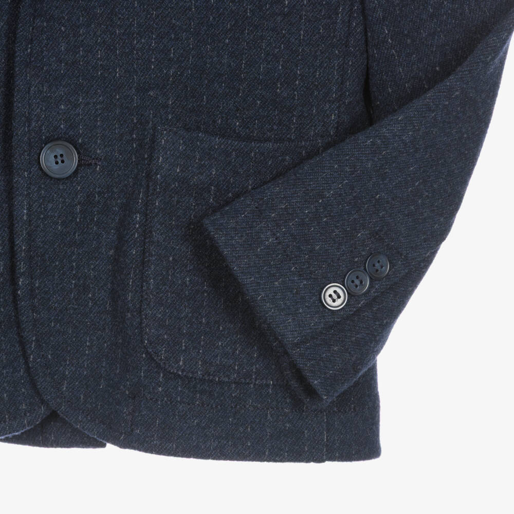 Il Gufo-Boys Navy Blue Stripe Jersey Blazer | Childrensalon