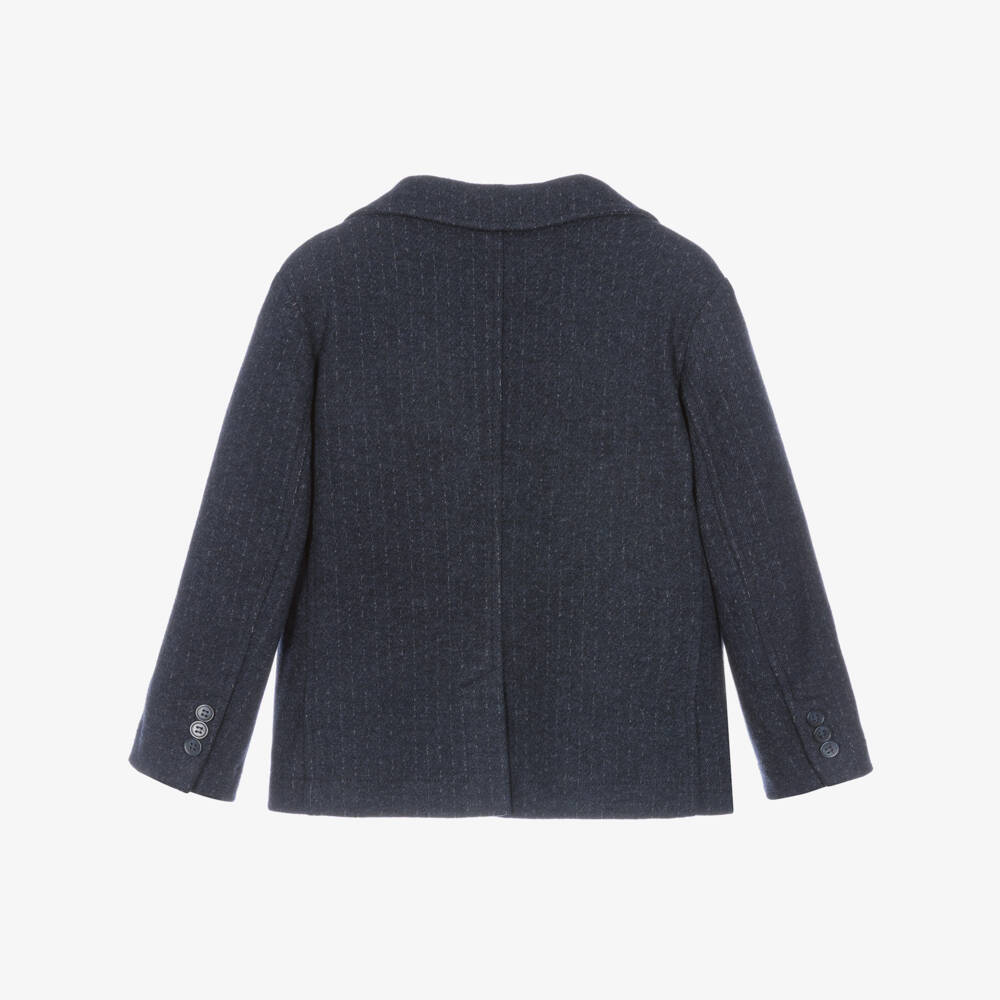 Il Gufo-Boys Navy Blue Stripe Jersey Blazer | Childrensalon